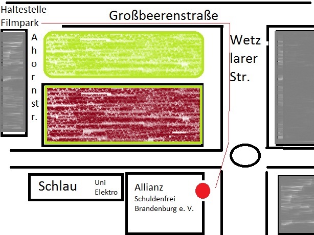 Gesch�ftsstelle Babelsberg im Sirius Business Park, Anfahrt aus der  Gro�beerenstra�e